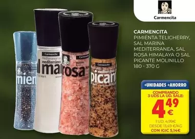 carmencita - Pimienta, Talcherry Sal Marina Mediterranea, Sal Rosa Himalaya O Sal Picante