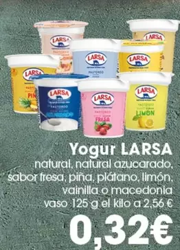 Larsa - Yogur Natural Azucarado Sabor Fresa, Pina, Platano, Limon, Vainilla O Macedonia