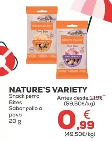Nature's Variety -  Perro Bites Sabor Pollo O Pavo