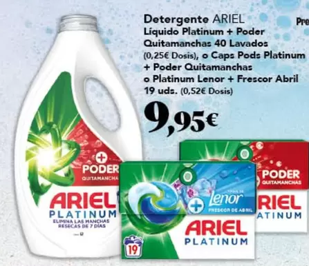 Ariel - Detergente Líquido Platinum + Poder Quitamanchas 40 Lavados