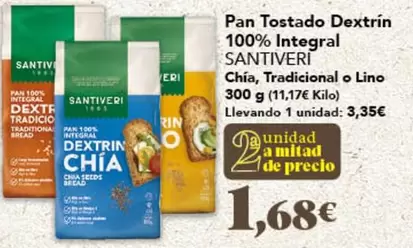 Santiveri - Pan Tostado Dextrin 100% Integral