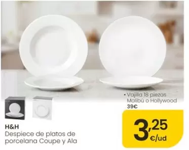 H&H - Despiece De Platos De Porcelana Coupe Y Ala