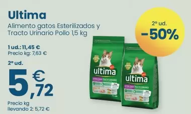 Última - Alimento Gatos Esterilizados Y Tracto Urinario Pollo
