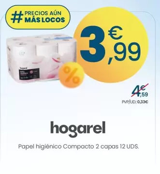 Papel Higienico Compacto 2 Capas 12 Uds.