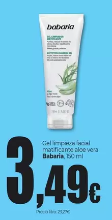 Babaria - Gel Limpieza Facial Matificante Aloe Vera