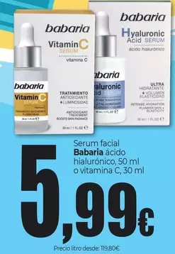 Babaria - Serum Facial Acido Hialuronico O Vitamina C