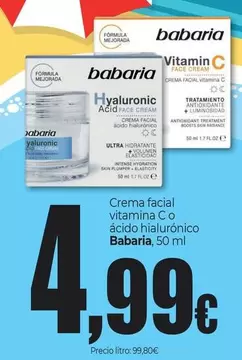 Babaria - Crema Facial Vitamina C Ocido Hialuronico