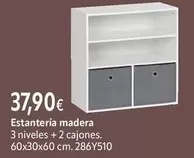 Estantería Madera 3 Niveles + 2 Cajones.