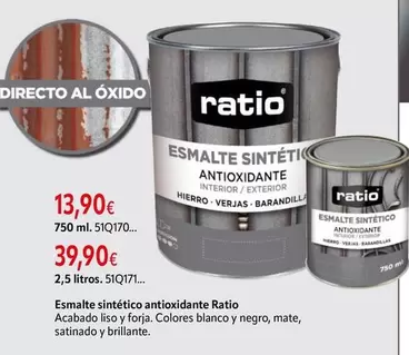 Ratio - Esmalte Sintetico Antioxidante Acahaldo Liso Y Forja, Colores Blanco Y Negro, Mate, Satinado Y Brillante