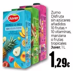 Juver - Zumo Disfruta Sin Azúcares Añadidos 10 Frutas + 10 Vitaminas, Manzana O Frutas Tropicales