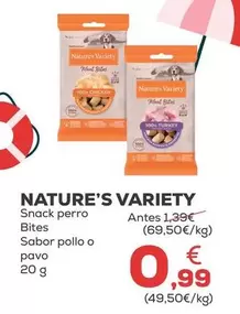 Nature's Variety - Snack Perro Bites Sabor Pollo O Pavo