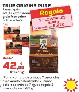 True Origins - Pure Pienso Gato Adulto Esterilizado Grain Free Sabor Pollo O Salmon