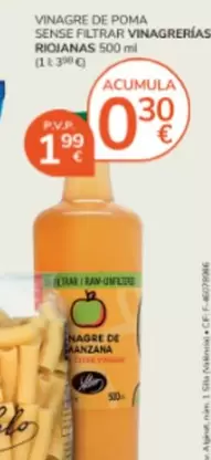 Vinagre De Poma Sense Filtrar Ninagreñas