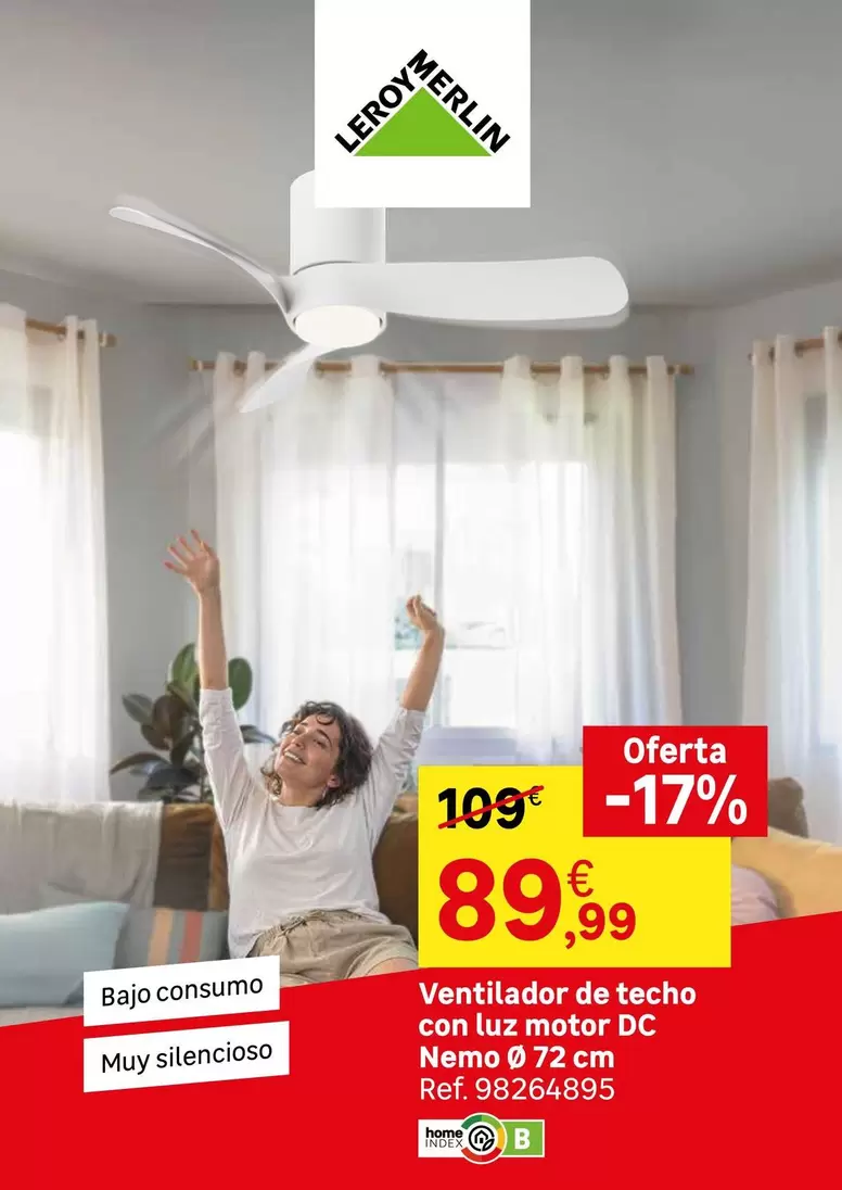 Leroy - Ventilador De Techo Con Luz Motor Dc Nemo