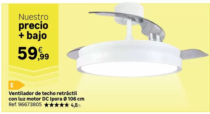 Ventilador De Techo Retractil Con Luz Motor Dc