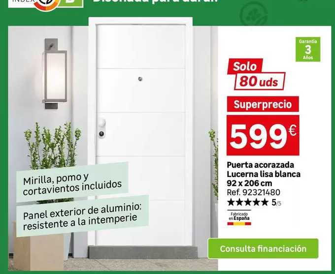 Solo - Puerta Acorzada Lucerna Lisa Blanca