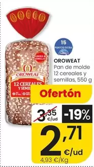 Oroweat - Pan De Molde 12 Cereales Y Semillas