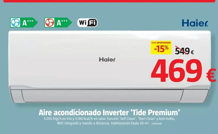 Haier - Aire Acondicionado Inverter 'Tide Premium'