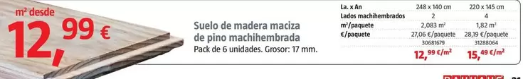 Suelo De Madera Maciza De Pino Machihembrada 