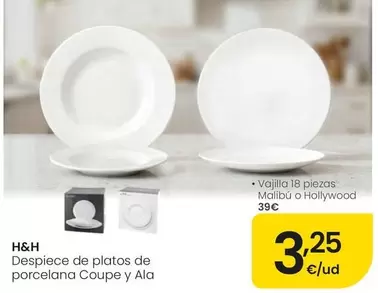 H&h - Despiece De Platos De Porcelana Coupe Y Ala