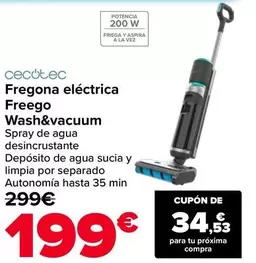 Cecotec - Fregona Eléctrica Freego Wash&vacuum