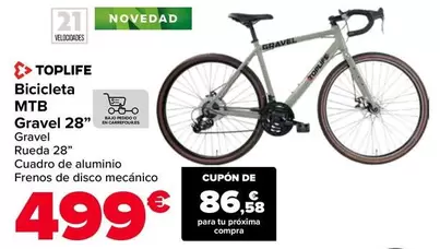 Toplife - Bicicleta MTB Gravel 28