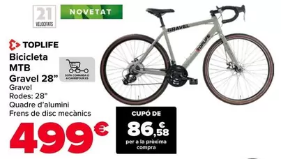 Toplife - Bicicleta MTB Gravel 28