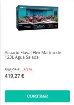 Fluval - Acuario Flex Marino De 123L Agua Salada