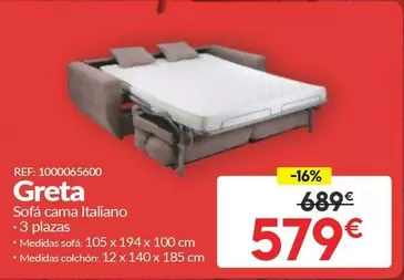 Greta Sofa Cama Italiano