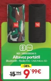 T&G - Altavoz Portátil Bluetooth, Radio FM, USB/Micro SD