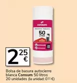 Consum - Bolsa De Basura Autocierre Blanca 50 Litros