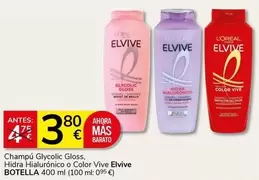 L'Oréal - champú Glycolic Gloss, Hidra Hialuronico o Color Vive Elvive