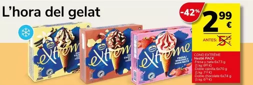 Nestlé - Cono Extréme Pack Fresa Y Nata/Doble Vainilla/Doble Chocolate
