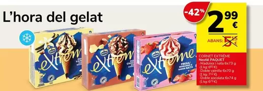 Extreme - Cornet Extéme Paquet Maduixa I Nata, Doble Vainilla, Doble Xocolata