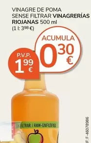 Vinagrerías Riojanas - Vinagre De Poma Sin Filtrar
