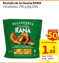 RAVIOLIS CREMA CALABAZA CEBOLLA CARAMEL.HUERTA RANA 250G