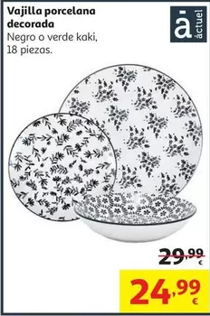 Vajilla Porcelana 18pzs (26,8/20/19cm) Deco Negro Act