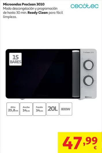 Cecotec - Microondas Proclean 3010