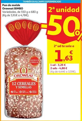 P.Molde Oroweat 12 Cereales Y Sem 550grs