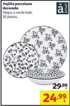 Vajilla Porcelana 18pzs (26,8/20/19cm) Deco Negro Act