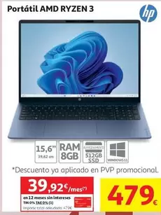 HP - Portátil AMD Ryzen 3