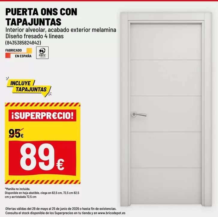 Puerta Ons Con Tapajuntas