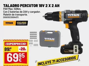 Titan - Taladro Percutor 18v 2 X 2 Ah