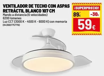 Blanco - Ventilador De Techo Con Aspas Retractil