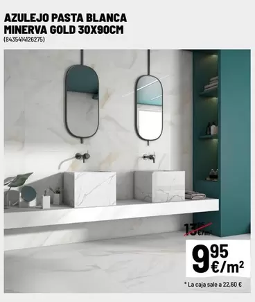 Minerva - Azulejo Pasta Blanca  Gold 30x90cm