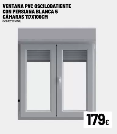 PVC - Ventana Pvc Oscilobatiente Con Persiana Blanca 5 Camaras 117x100cm