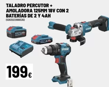 Erbauer - Taladro Percutor + Amoladora 18v Con 2 Baterias De 2 Y 4ah