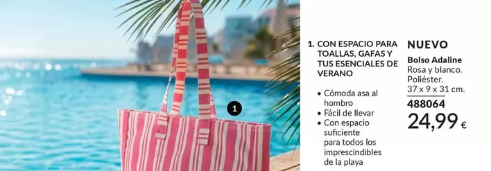Bolso Adaline Rosa Y Blanco. Poliéster