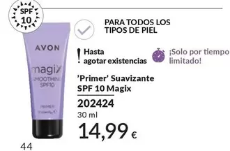 Avon - 'primer' Suavizante SPF 10 Magix