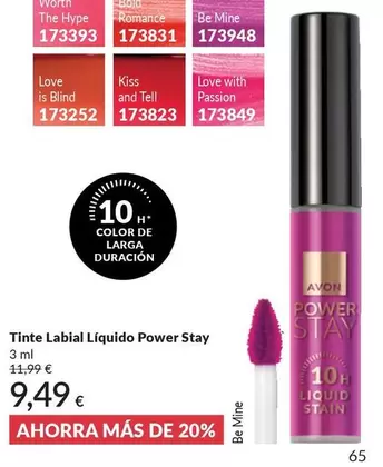 Avon - Tinte Labial Líquido Power Stay
